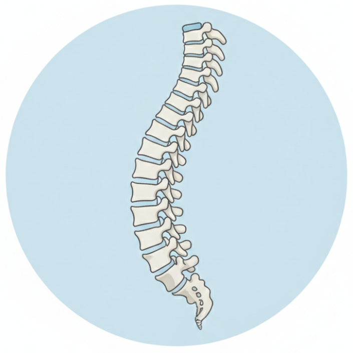 Generate circle image with spine illustrated in middle on light blue background as icon